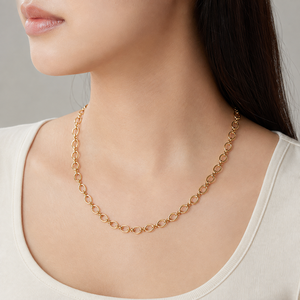 Collar de Cadena de Eslabones Ovalados de Acero Inoxidable con Baño de Oro al Vacío de 14K, Opción de Cierre de Anillo de Resorte, Tonos Oro y Plata - Product Image 5