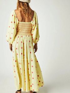 Vestido Maxi Casual de Verano para Mujer, Nuevo Estilo, Bordado Floral, 100% Algodón Tejido, Cintura Natural, Cuello Redondo, Manga Corta - Product Image 4