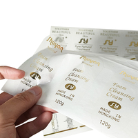 Étiquettes cosmétiques transparentes en BOPP avec feuille d'or, autocollants imperméables pour emballages de soins de la peau