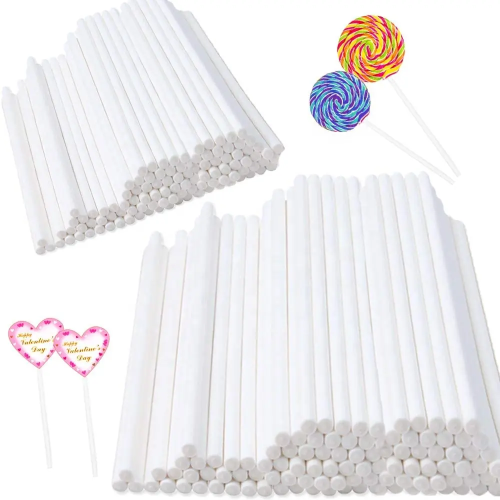 2023 Fabrieksprijs Plastic Wit Een Inkeping Voor Pop Cake Milieuvriendelijke Kaas Snoepstok Papieren Stok Rock Candy Lolly Sticks