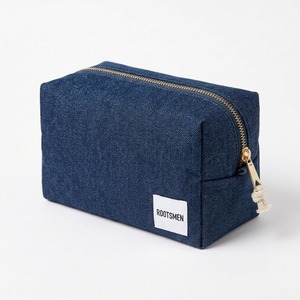 Bolsa de Cosméticos de Mezclilla Estilo Boxy, Color Índigo Oscuro, con Cierre Dorado y Cordón, Resistente, para Viaje, con Logotipo Personalizado, OEM, ODM, Venta al Por Mayor - Product Image 2
