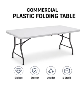 Wholesale <b>Plastic</b> Folding <b>Table</b> 4FT 5FT 6FT 8FT – Commercial HDPE Banquet <b>Table</b> for Restaurant & Catering USA DELIVERY - Product Image 2