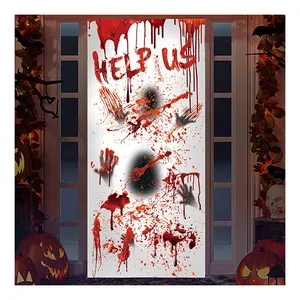 Set of Plastic Halloween Window and Door Decoration Covers for Haunted House Party Perfect Party Wall Decorations