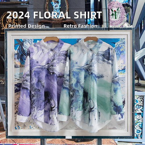 Blusa Holgada con Estampado Floral, Cuello Solapa, Manga Larga, Moda Femenina 2024, Camisa de Poliéster Tejida, Estilo Simple para Primavera y Otoño - Product Image 2