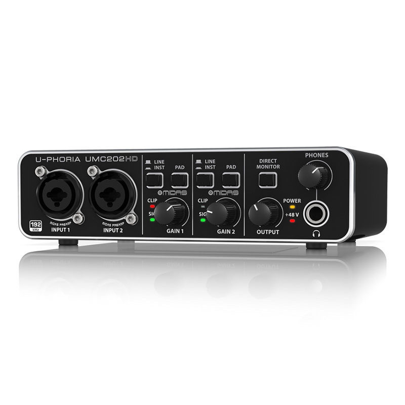 Behringers UMC202HD UMC204HD Audiophile 2x2, 24-бит/192 кГц USB аудиоинтерфейс с предусилителем звука Midas Mic
