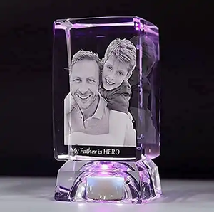 صورة شخصية ثلاثية الأبعاد مكعب كريستال قاعدة ضوء ليلي مع صورة عائلية محفورة لتزيين المنزل والتخلي عنه - Product Image 5