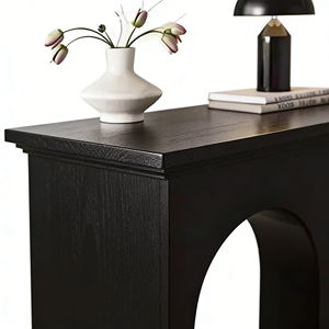 Meuble console moderne et durable de luxe noir à double arche avec découpe en U, en bois, pour salon, salle à manger, <span class=keywords><strong>cave</strong></span> à <span class=keywords><strong>vin</strong></span> - Product Image 5