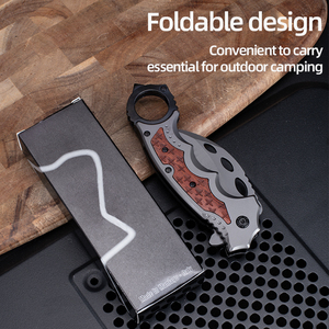 Couteau pliant en acier inoxydable de qualité industrielle FOX, haute dureté, pour le camping, manche en bois OEM, longueur totale 20,3 cm, épaisseur 3 mm - Product Image 4