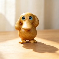 Figurine de chaton en bois massif faite à la main avec statue de canard sculptée en bois de santal naturel, décoration de bureau, ornement artisanal en bois