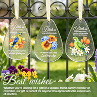 Ornement suspendu en céramique en forme de goutte d'eau personnalisé, motif floral, décoration murale pour fenêtre, citation inspirante de haute qualité pour la maison