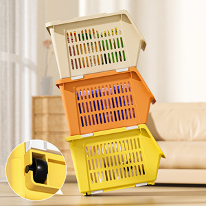 Panier de rangement empilable en plastique avec système de fixation par clip pour l'organisation de la cuisine et de la salle de bain - Product Image 3