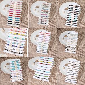 Marine Life Beach Collection 12pcs/<b>Set</b> Turquoise Cowrie Seashells Anchor Turtle <b>Beaded</b> Wrap Bracelets - Product Image 1