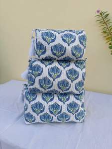 Bolsa de Mano Acolchada Estampada a Mano, Bolsa de Aseo Acolchada de Algodón, Kit de Viaje, Mini Bolsa de Maquillaje Multiusos con Cremallera Impermeable - Product Image 6