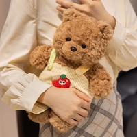 Boneka Beruang Teddy Bulu Keriting Grosir, Boneka Beruang Duduk Lembut dengan Pakaian Kartun untuk Dekorasi Sofa, Hadiah Ulang Tahun Anak