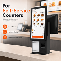 Terminal de point de vente à double écran avec écran principal portrait de 15,6 pouces et écran client paysage pour la confirmation des commandes dans les restaurants
