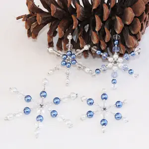 Clear crystal snowflake for DIY home making Christmas tree decoration supplies with metal snowflake wire