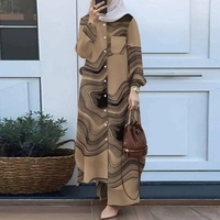 Pièces Femme Style Arabe S-5XL, Chemise Manches Longues et Pantalon avec Décoration Florale Vintage, Tenue Musulmane Formelle