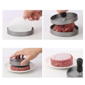 Acessórios de cozinha Casa e Cozinha Gadgets Alumínio Liga <span class=keywords><strong>Burger</strong></span> Press Com 100 Pcs Wax Papers Non-Stick Hamburger Press - Product Image 3