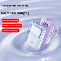 Batterie externe HXB haute capacité 10000mAh Li-Polymère, charge super rapide 22.5W, chargeur portable, entrée Type-C, câbles intégrés doubles
