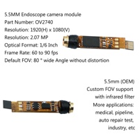Sensor CMOS 5,5 M1080 P 60fps 1/6 pulgadas 140 grados Industrial DICAL edical Endoscopio amera oodule 2mp con filtro infrarrojo