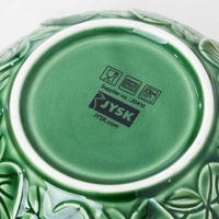 Export Portugal, Vaisselle au design moderne et minimaliste, motif plante flottante, couleur vert sous glaçure, forme de feuille, Assiette, Bol, Bol à dessert