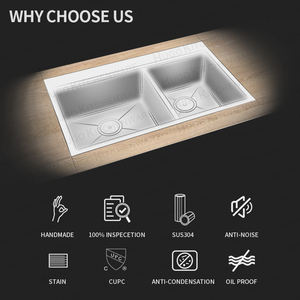 Lavello da Cucina Personalizzabile di Grandi Dimensioni, Vasca Singola, Stile Rustico, in Acciaio Inossidabile, Fatto a Mano, da Incasso - Product Image 5