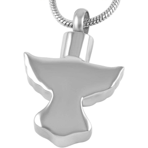 Collier pendentif avec nez et ailes d'ange pour cendres humaines, bijoux commémoratifs crémés, souvenir en acier inoxydable - Product Image 2