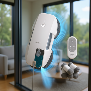 Limpiador de ventanas eléctrico Fmart, herramienta de limpieza de doble cara con batería de 750mAh y control anticaída para ventanas - Product Image 2