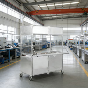 รถเข็นสแตนเลสสี่ล้อพับได้แบบพกพาสำหรับขายไอศกรีม ขนม ฮอทดอก กาแฟ และขนมขบเคี้ยวเคลื่อนที่ - Product Image 3