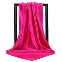 Écharpe en satin pour cheveux, 90 cm * 90 cm, vente en gros, couleur unie, élégante, carrée, en satin de soie