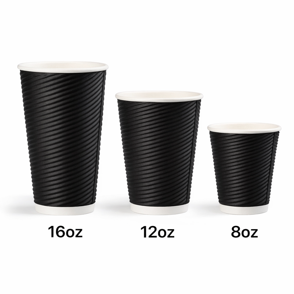 12oz/16oz Eco-friendly Ripple Wall Paper Cups for Coffee Packaging 100 Pieces with Custom Logo Printing
