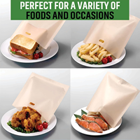 PTFE Sandviç Poşeti Yapışmaz Yeniden Kullanılabilir Gıda Poşeti Isıya Dayanıklı Fiberglas Poşet Sandviç Burger Panini Pişirme Izgara için