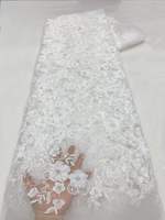 Tissu en dentelle brodée de perles florales 3D rose poudré, maille pour robe de mariée, plusieurs couleurs en stock, livraison rapide