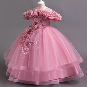 <span class=keywords><strong>Robe</strong></span> de bal d'été élégante pour adolescentes, robes de soirée pour filles avec col rond et décoration florale ALP-0031 Vêtements pour enfants - Product Image 3