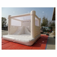 Château gonflable blanc pur avec toboggan, combo gonflable pour fête d'enfants, décoration de mariage