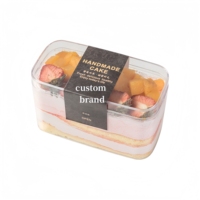 Transparante harde PS 5mm dikke recyclebare rechthoekige aanpasbare dessertdoos/cakeverpakking voor brood, sandwiches, fruit & tiramisu