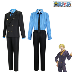 ชุดคอสเพลย์ซันจิจากอนิเมะวันพีซ ชุดสูทสีดำสำหรับฮาโลวีน พร้อมวิกผม - Product Image 2