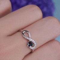 Bagues de promesse Cœur Infini en Argent Sterling 925 avec Pierre de Naissance et Zircon Cubique Transparent, pour Femme et Homme, Vente Chaude