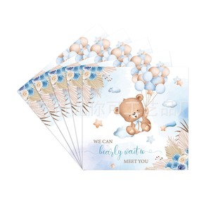 Assiettes en papier rondes à impression numérique motif ours en peluche aquarelle bleue, 60-80 pièces, décorations de table pour fête d'anniversaire - Product Image 4