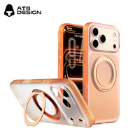 Étui ATB de luxe en TPU+PC avec anneau magnétique et support pour 17/18 Pro Max, rotation à 360°, compatible avec la charge sans fil, réglable