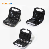 SUNTON Appareil universel antiadhésif 3 en 1 en acier inoxydable Appareil à sandwich pour grillades 2 tranches