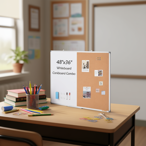 Tableau blanc et tableau en liège combinés, cadre en aluminium 48x36, magnétique, pour usage domestique et scolaire - Product Image 2