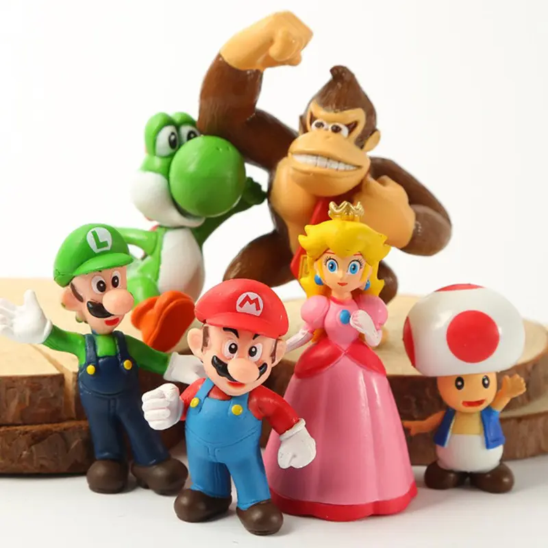 Hot Sale Cartoon Anime Cool Mario Peach Yoshi Luigi Car Desk Room Decoration Action Figure For Collection Birthday Gifts For Boy