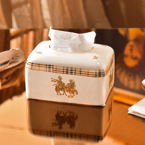 Caja de pañuelos de mesa de comedor de sala de estar de gama alta de estilo europeo, suministros de cerámica a prueba de moho para Hotel KTV - Product Image 5