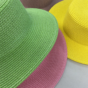 Visière grand bord été soleil herbe naturelle hommes plaine grand blanc fait à la main Panama creux dames paille Cowboy chapeau pour femmes casquette de <span class=keywords><strong>plage</strong></span> - Product Image 4