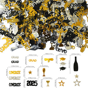 DAMAI Gold Blue and Black Graduation Confetti Congrats <b>Card</b> Confetti Party <b>Table</b> Centerpiece for Graduation Party Supplies - Product Image 5