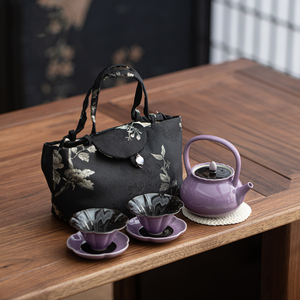 Purple Beam Teapot Tea Set Household Ceramic Kung Fu Tea Set with Portable Outdoor Stocked Travel Tea Set - Product Image 1
