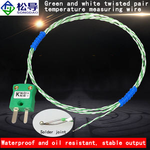 سلك استشعار درجة الحرارة من نوع K، سلك قياس درجة الحرارة، زوج ملتوي أخضر وأبيض IM-K-M مع قابس أخضر - Product Image 3