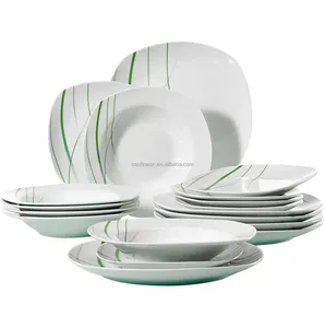 Europe Style 30Pcs Fine Bone China Porcelain Dinnerware Square Round Ceramic White Plate Dishes Dinner Sets Tableware