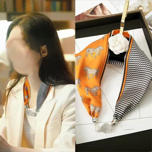 Sciarpa Collana Sottile in Seta Imitata con Perle e Diamanti, Stile Retrò, con Fibbia Autoaderente, per Donna e Bambina - Vendita all'Ingrosso - Product Image 2